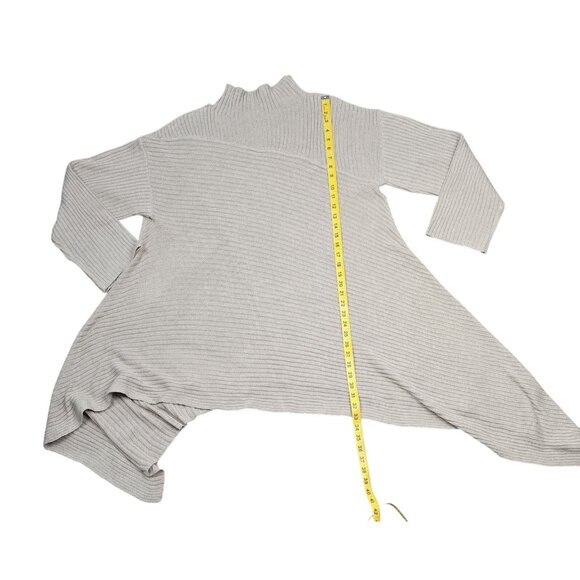 Fashion Womens Asymmetrical Ribbed Knit Sweater 2XL Beige 100% Acrylic - Picture 2 of 5